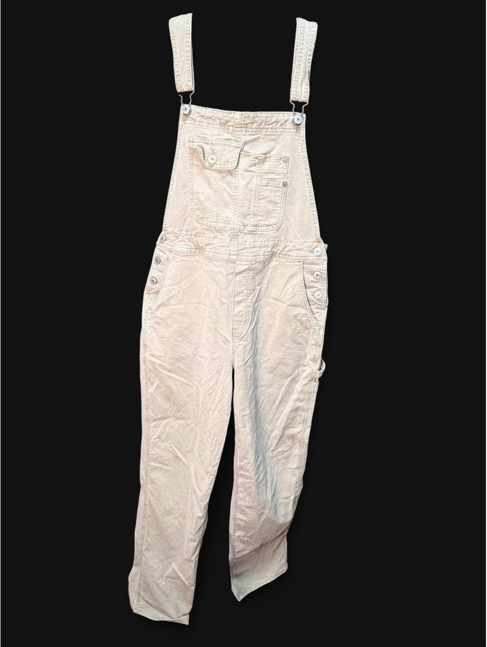 American Eagle Light Sage Green Overalls Small Floral Strap Straight Leg